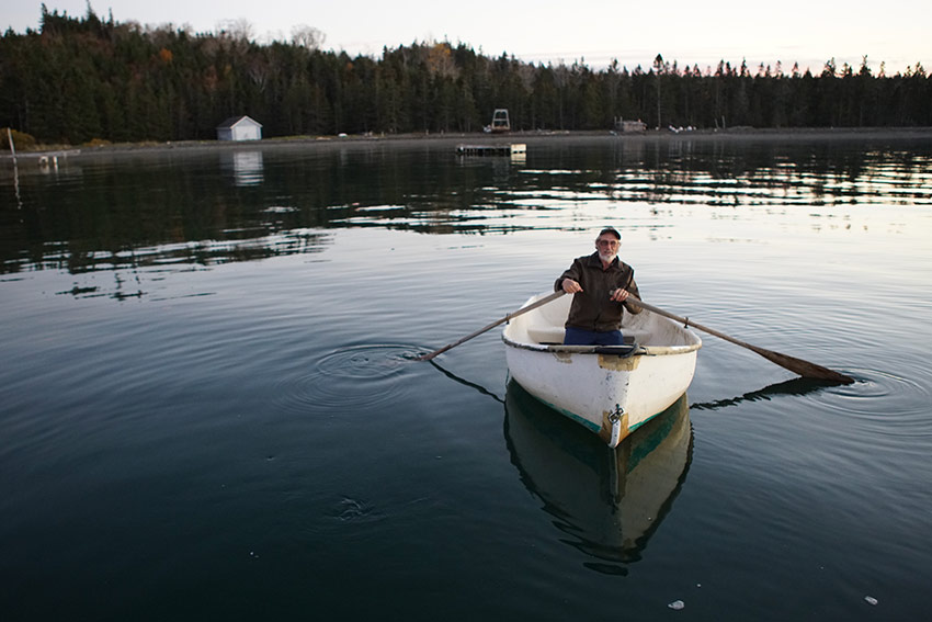 Rowing a dinghy